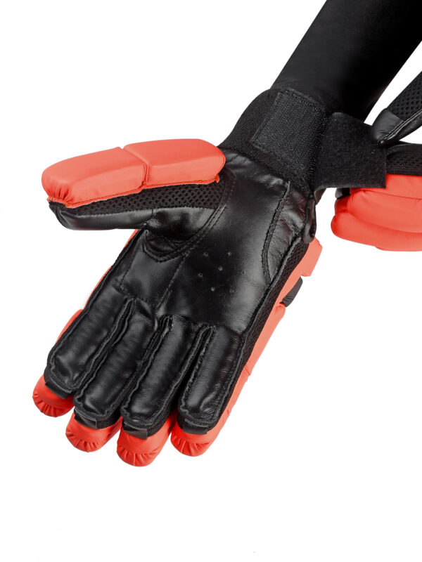 Breathable cricket batting gloves with mesh ventilation for comfort during intense matches.