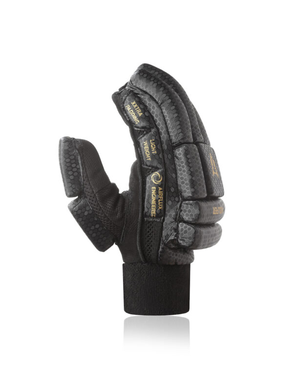 Breathable cricket batting gloves with mesh ventilation for comfort during intense matches.