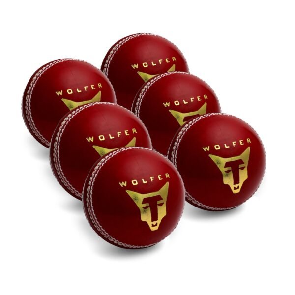 Wolfer Supreme County Leather Cricket Ball - Red, perfect for UK conditions. Best Red Leather Ball in UK, ideal for low bounce, grassy and damp conditions.