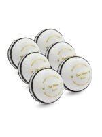 Wolfer Club Edition White Leather Cricket Balls - Pack of 6 | Tested for Dew, ideal for T20 and academies