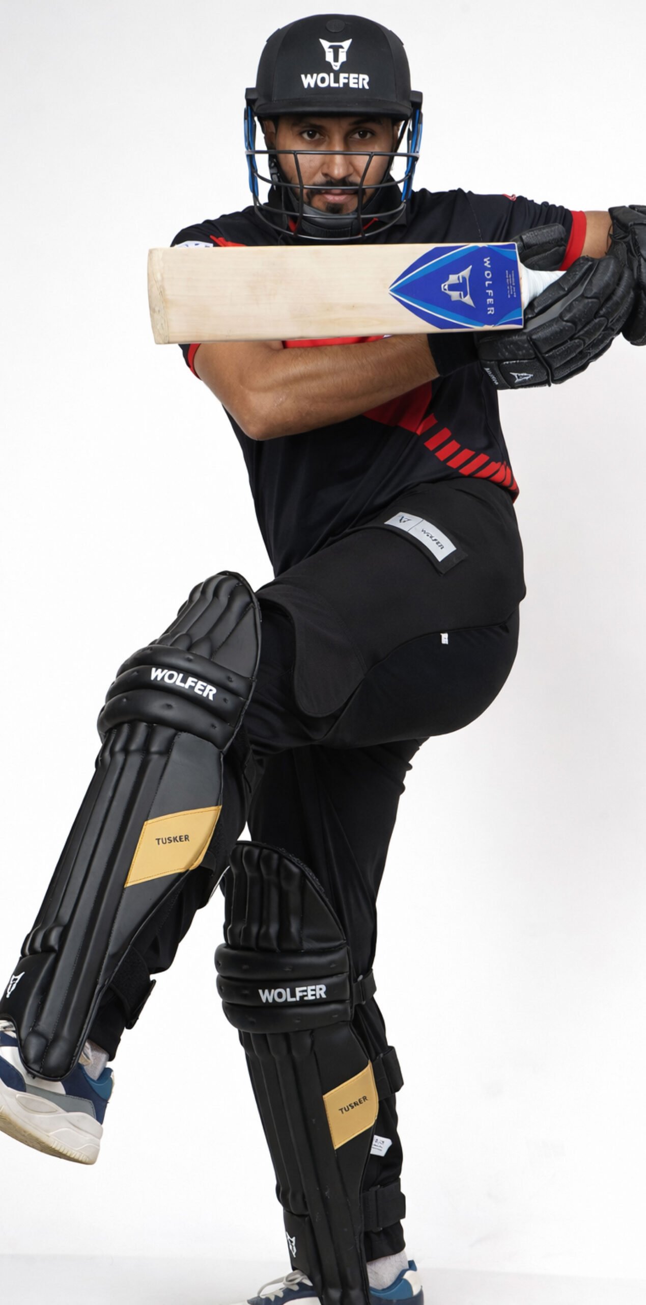 Tusker-Black-and-Gold Tusker Cricket Batting Leg Guards | Pro Grade for Test Level Protection | Black and Gold - Image 1