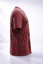 3D Side View of Wolfer Custom Made cricket t-shirt in Maroon featuring moisture-wicking fabric and unlimited custom design options.