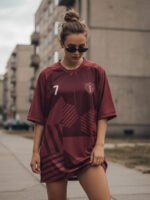 Front View of Wolfer Custom Made cricket t-shirt in Maroon featuring moisture-wicking fabric and unlimited custom design options.