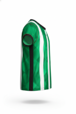 Side Image of of Wolfer Custom Made Sports t-shirt in Green and White featuring moisture-wicking fabric and unlimited custom design options.