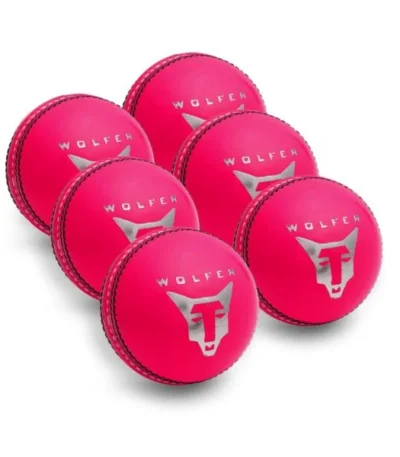 Wolfer waterproof pink leather cricket balls pack of six for wet outfields and dew in India, Australia UK and Canada