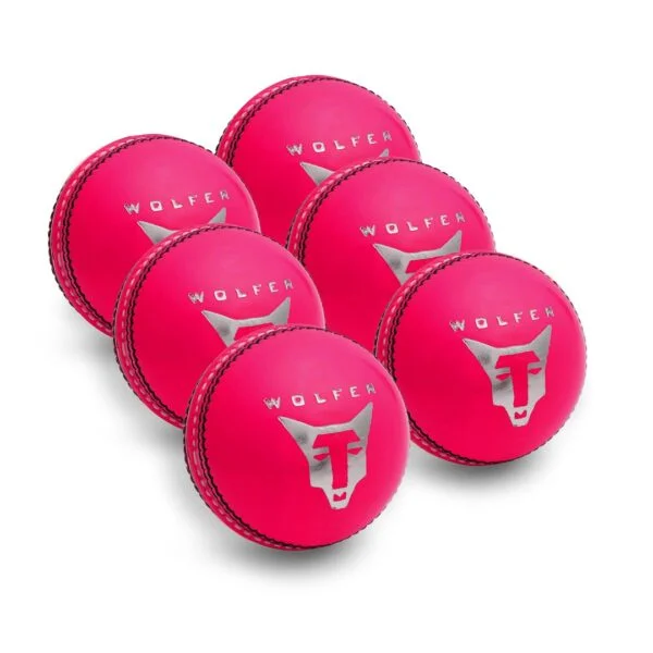 Wolfer waterproof pink leather cricket balls pack of six for wet outfields and dew in India, Australia UK and Canada