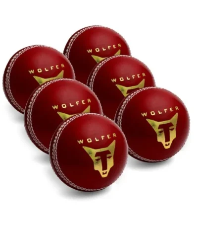 Wolfer Red Leather Cricket Balls, Pack of 6, perfect for Academy Training and day's Cricket